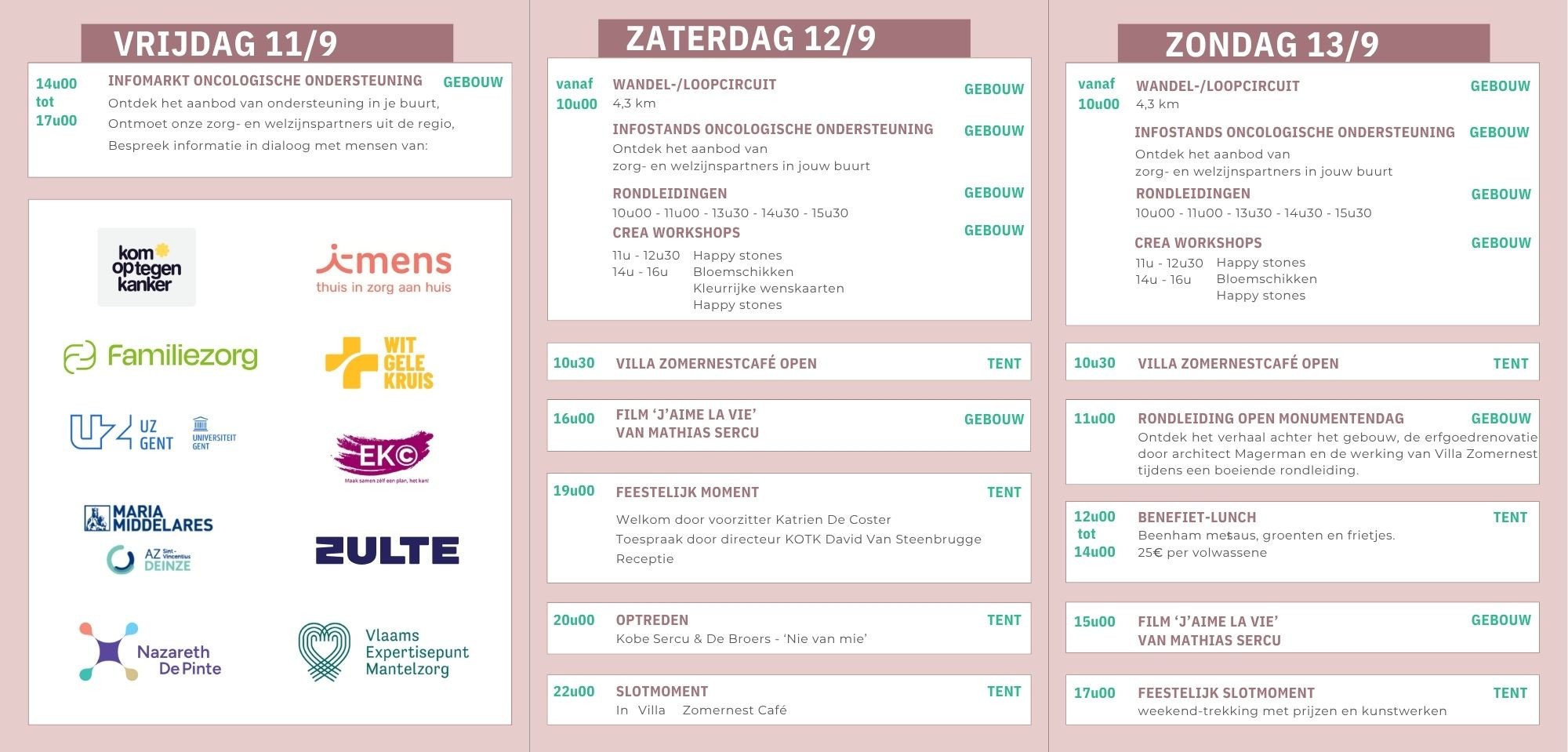 Programma feestweekend 5 jaar Villa Zomernest